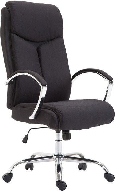 TPFLiving Bürostuhl Volute in Schwarz aus Stoff mit Armlehnen und Rollen, B/T/H: 65,0 x 73,0 x 140,0 cm - Bild 1