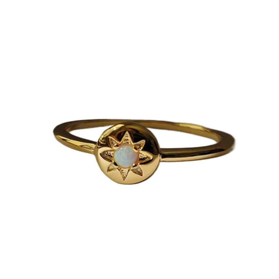 Monkton Ring 925 Sterlingsilber, Opalstein, Sonnenmuster, Damen - Bild 1