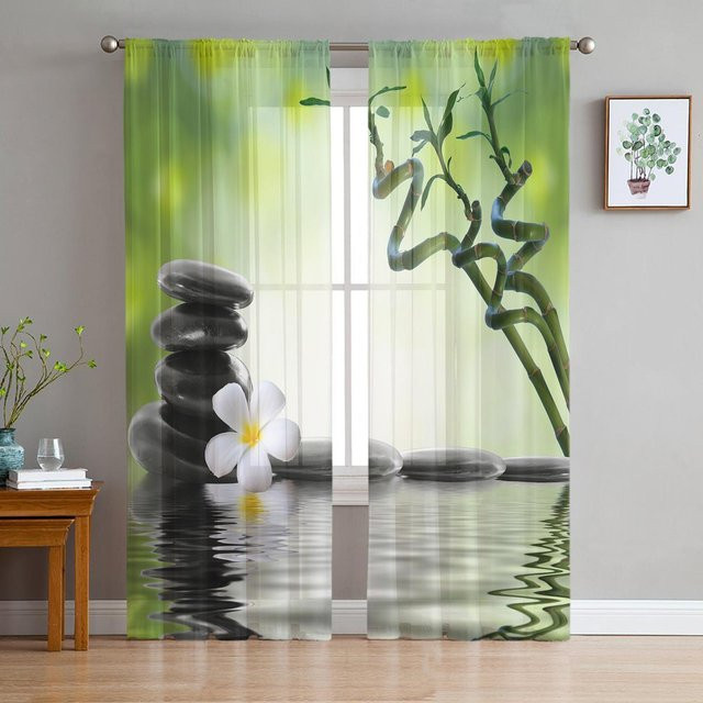 Super Six Tüllvorhang Chiffon in Bambuswaldgrün, transparent, B: 135 cm, H: 114 cm - Bild 1