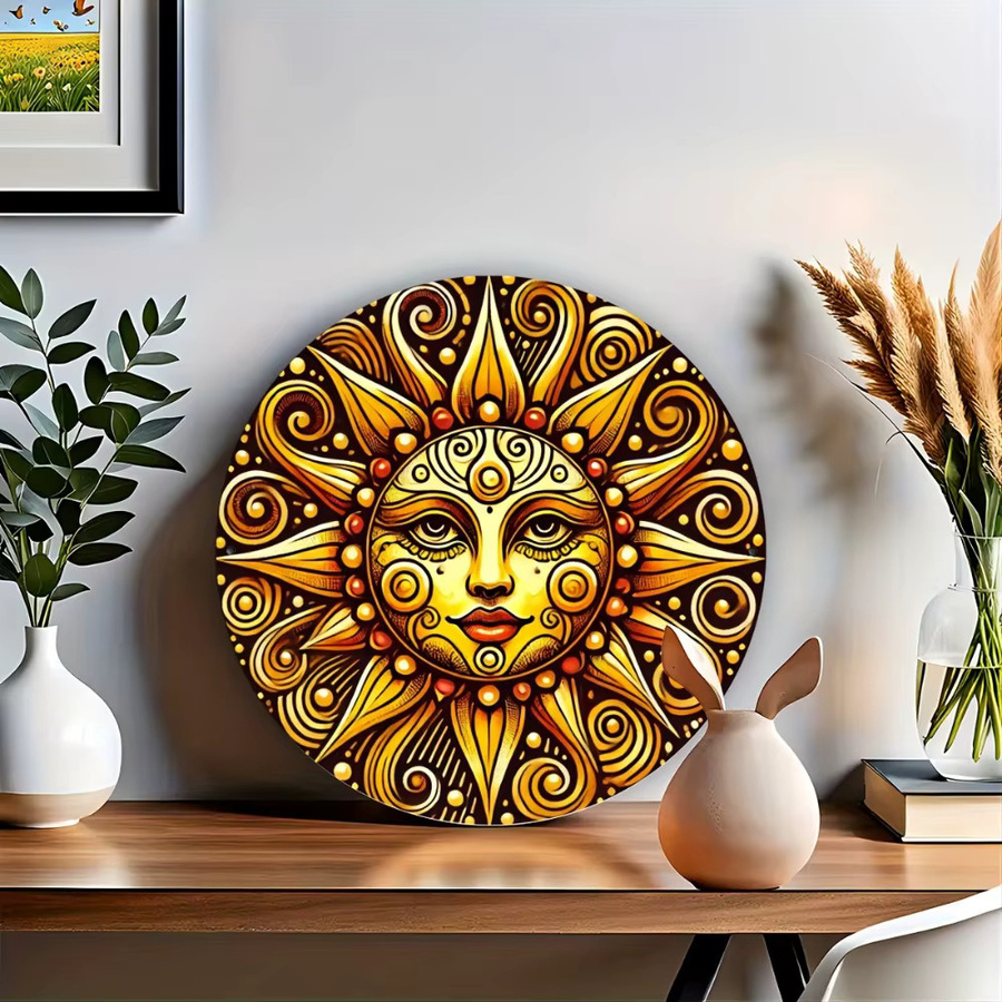 Potdemiel Wandkunst Smiling Sun Metall-Wanddeko Rund, Multicolor - Bild 3