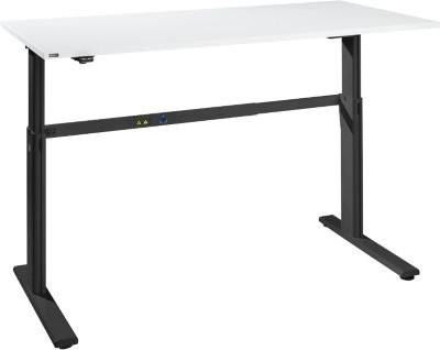 Elektrisch höhenverstellbarer Schreibtisch Bexxstar mit C-Fuß in Weiß/Schwarz, B: 180 cm, T: 80 cm, H: 72,5-118,5 cm - Bild 1