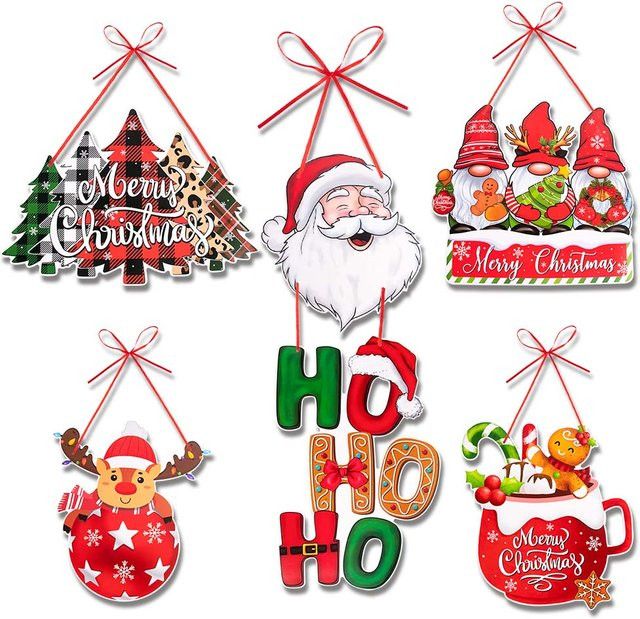 Joy-enlife Weihnachts-Türhänger aus Papier mit Weihnachtsmann, Elch und Weihnachtsbaum als hängende Ornamente für Weihnachten und Neujahr - Bild 1