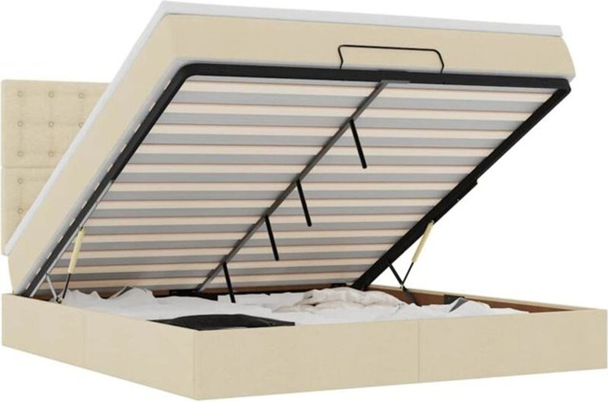 Vidaxl Ottoman Polsterbett mit Matratze in Beige aus Stoff und Metall, B/T/H: 180 x 200 x 118 cm - Bild 1