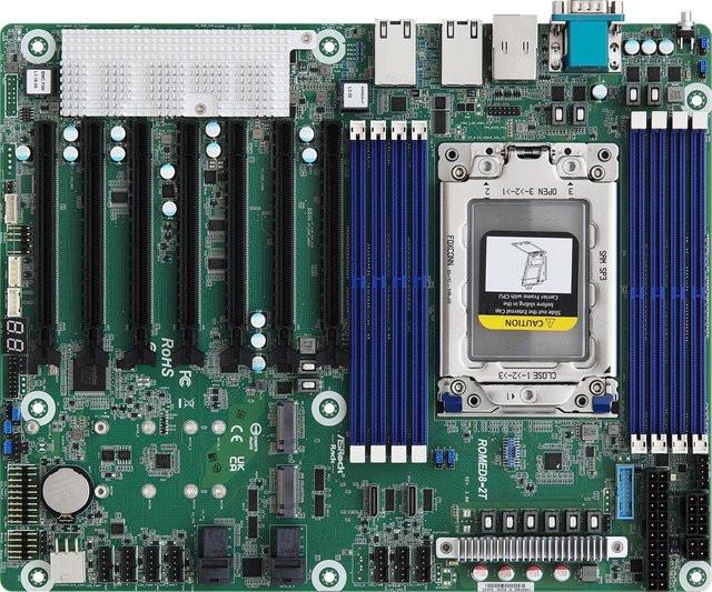 Asrock ROMED8-2T/BCM Motherboard mit Socket SP3, ATX-Format, DDR4, NVMe/M.2 und Ethernet/LAN in Schwarz - Bild 1
