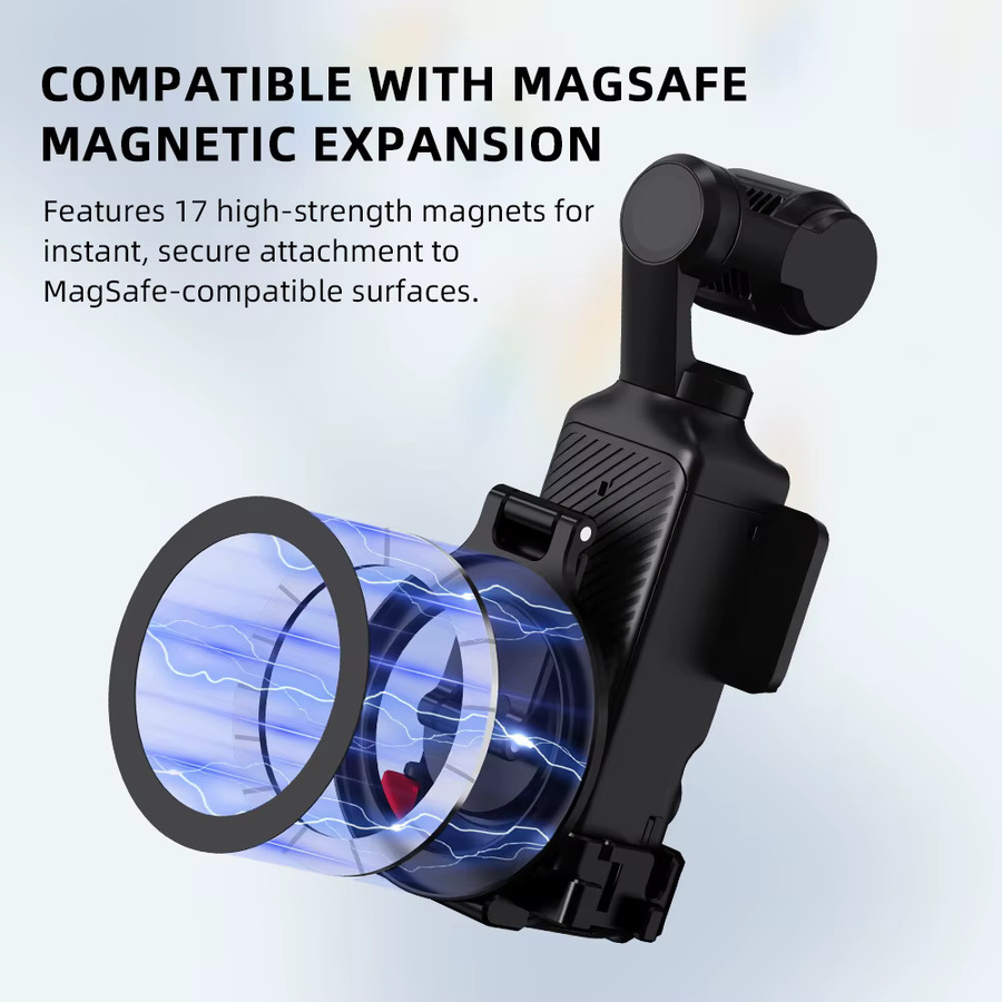 Magnetische Halterung und Erweiterungsadapter für DJI Pocket 3 und DJI Pocket 4 als Teleprompter-Ständer und Live-Streaming-Halterung - Bild 2