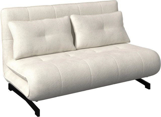 Bessagi Home Schlafsofa Luna Click-Clack in Weiß Bouclé mit verstellbarer Kopfstütze und Dekokissen, B/T/H: 143 x 84 x 81 cm, Liegefläche 140 x 190 cm - Bild 1