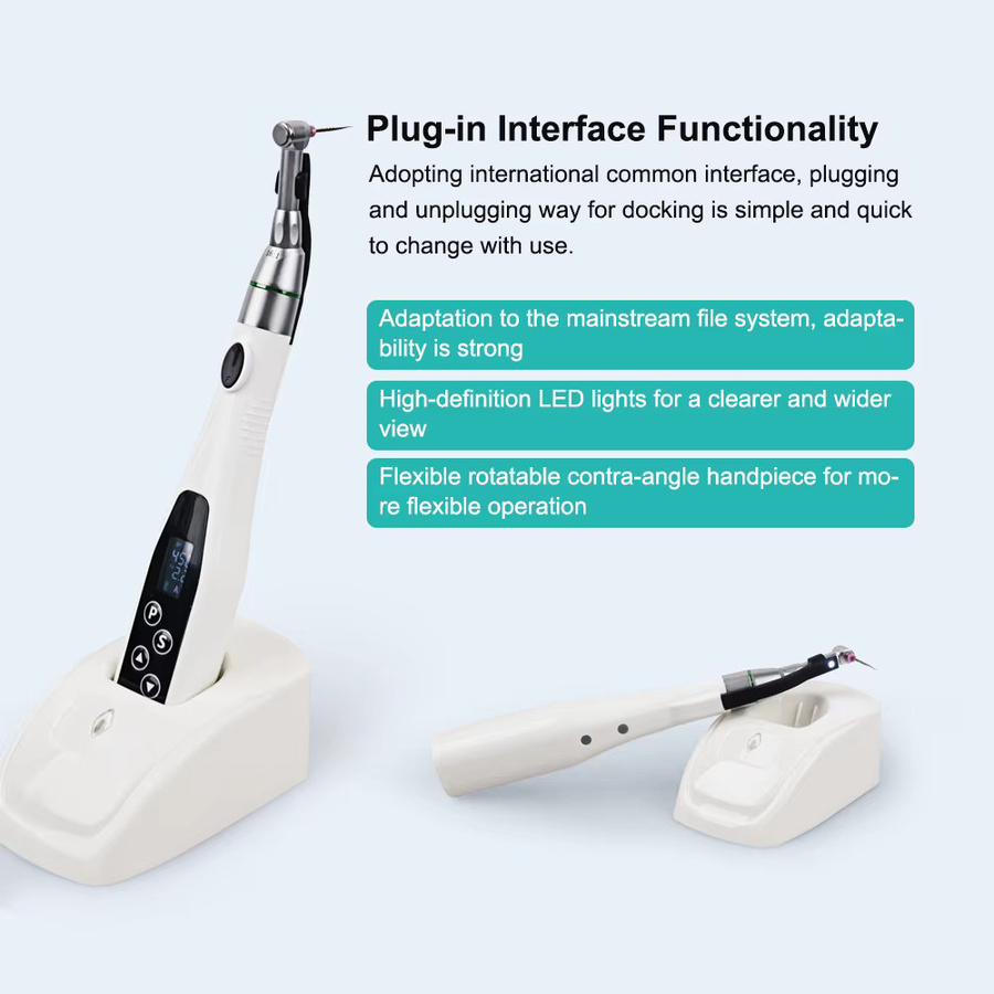 ELIJAH Drahtloser Dental-LED-Endomotor mit Mini 16:1 Winkelstück für die endodontische Behandlung in Weiß - Bild 3