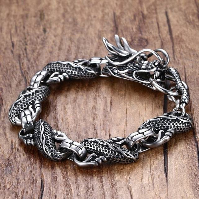 Wucifang Jewelry Kettenarmband Vipernschlange, Zinklegierung, gray, Herren, 21.5cm - Bild 1
