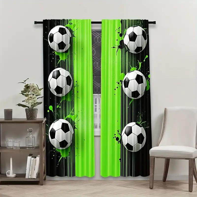 Set aus 2 Fußball-Vorhängen von Tonnika Chen, halbtransparentes Polyester in Multicolor, Breite: 100 cm, Höhe: 70 cm - Bild 4