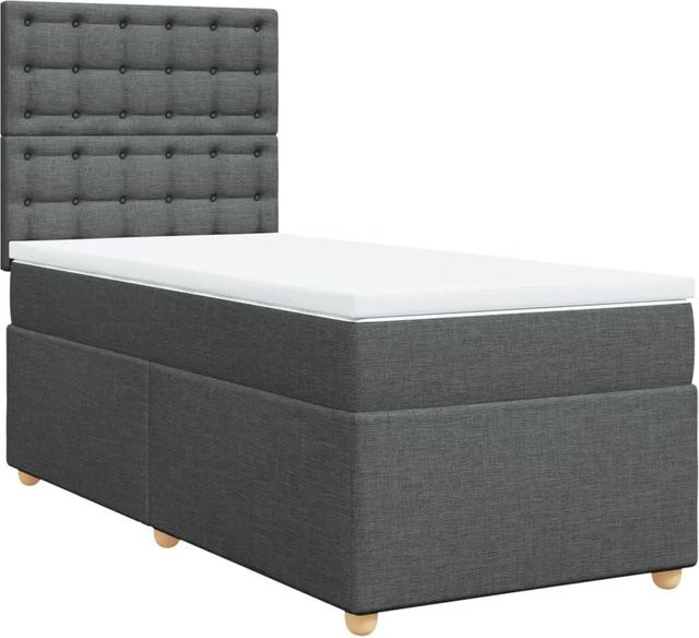 vidaXL Boxspringbett mit Matratze Hybrid Dunkelgrau B/T/H: 90 x 190 x 150,5 cm - Bild 1