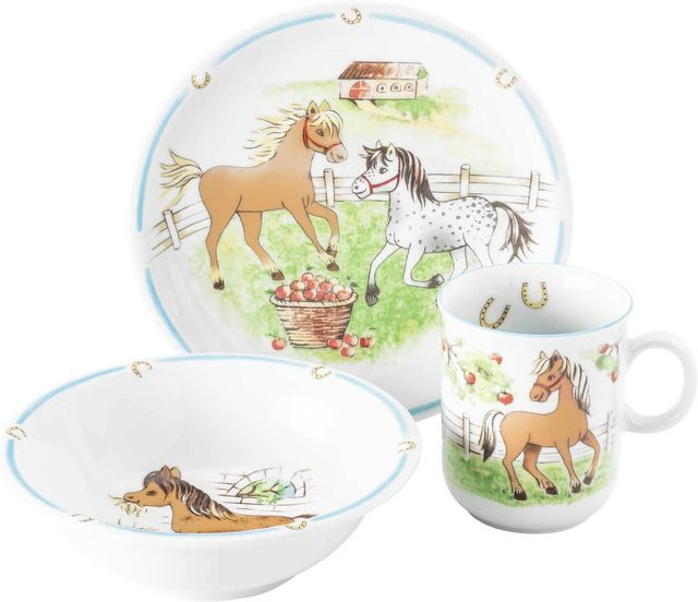 Seltmann Weiden Kindergeschirr Set Compact Mein Pony aus Keramik in Weiß - Bild 1