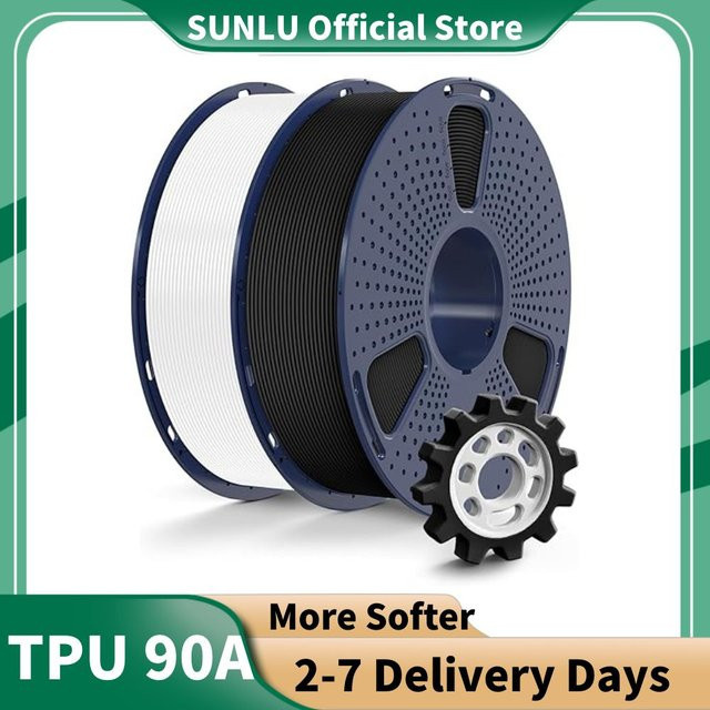 SUNLU TPU 90A 3D-Drucker-Filament Weiß, 1,75 mm, 1 kg Spule (325 m) - Bild 1