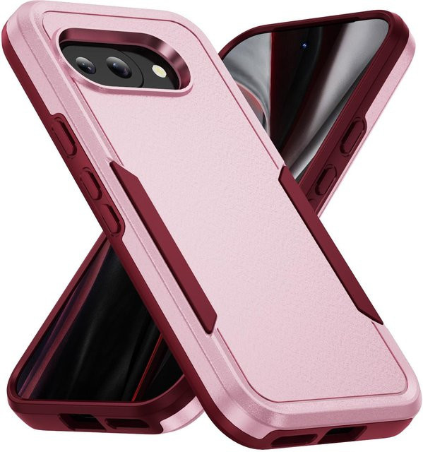 Stoßfeste Hybrid-Doppelschicht-Schutzhülle für Google Pixel 8 in Pink mit Matte-Abdeckung - Bild 1