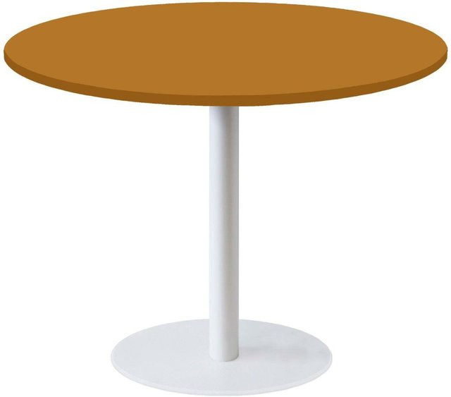 RestooTab Tisch Rome XL rund in Weiß mit senfgelber Oberfläche, Höhe: 75 cm, Durchmesser: 120 cm - Bild 1