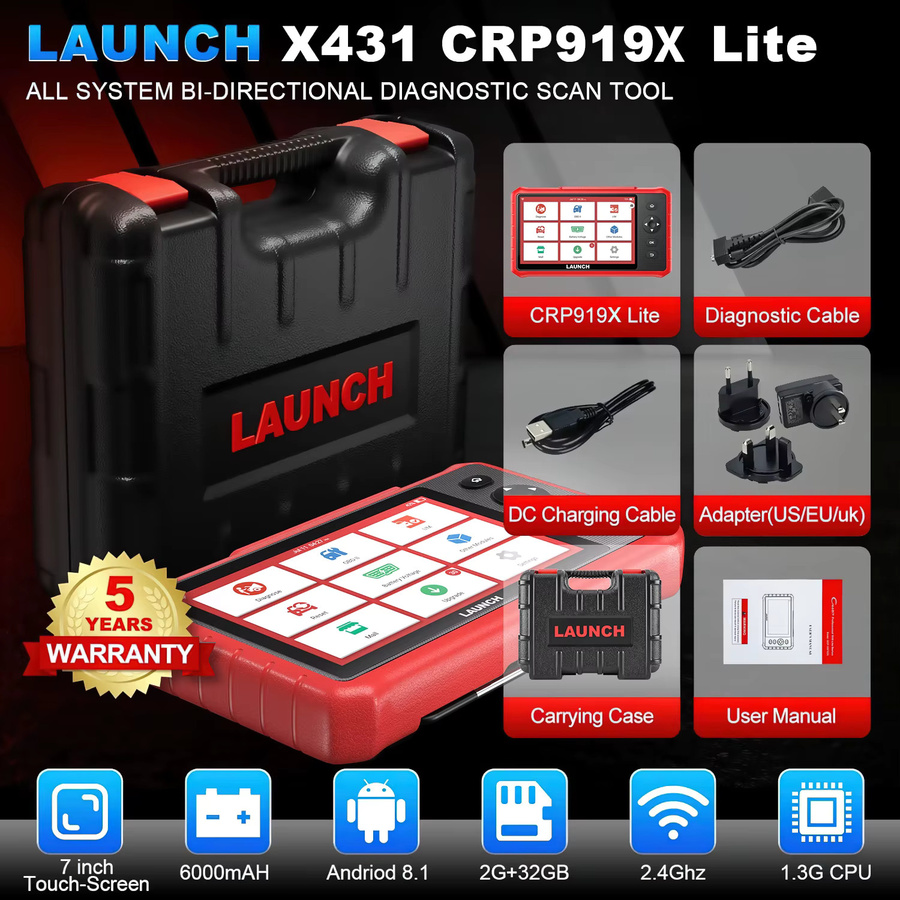 LAUNCH X431 CRP919X Lite OBD2 Diagnosegerät in Rot mit bidirektionalem Scan-Tool und AutoAuth für FCA-Systeme - Bild 2