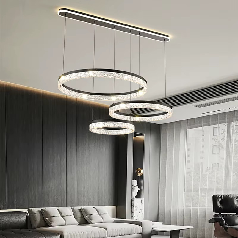 Gbbmade Nordic Wohnkultur LED Pendelleuchte aus Edelstahl in Silber mit transparentem Kristall für Esszimmer und Wohnzimmer - Bild 2