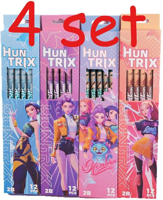 12er Set K-POP Dämonenjäger Bleistifte in Schwarz und Multicolour für Schüler und Kinder - Bild 1