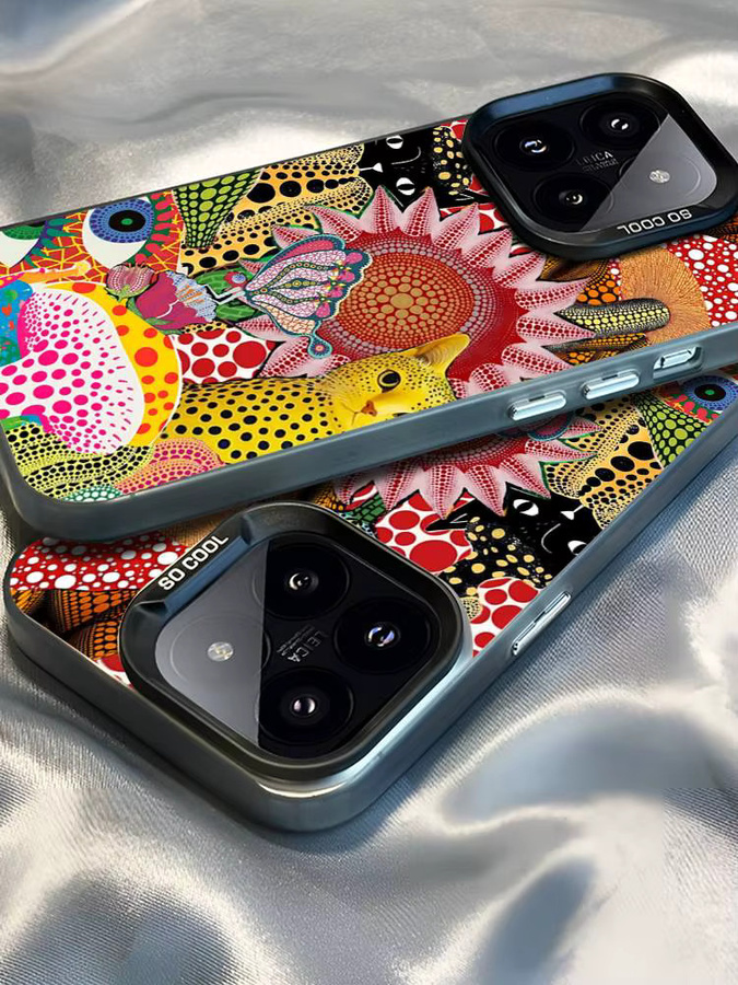 Yayoi Kusama Art Handyhülle für iPhone 17 16 15 14 13 12 11 Pro Max Plus in Silber und Multicolour - Bild 3