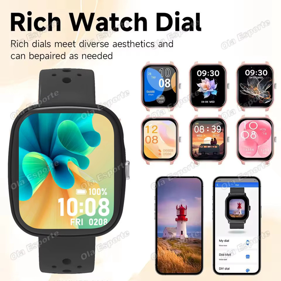 Ola Esporte Smartwatch mit LED-Taschenlampe und drahtloser Anruffunktion in Pink für Android und iOS - Bild 4