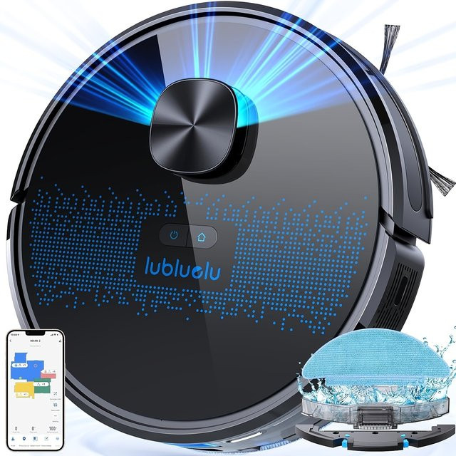 Lubluelu SL60D Roboter-Staubsauger und Wischmopp-Kombination in Schwarz mit 4000Pa Saugkraft, App-Steuerung und 150 Minuten Laufzeit für Teppiche, Hartböden und Tierhaare - Bild 1