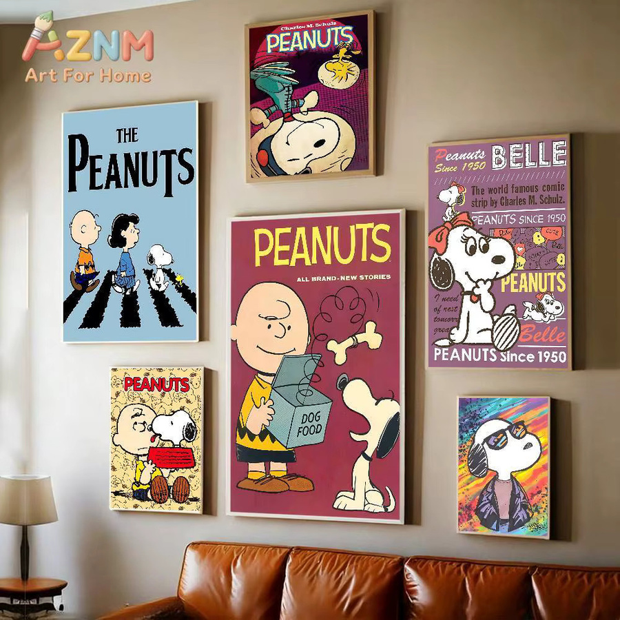 Kayou Snoopy Vintage Wandaufkleber Selbstklebendes Poster in Weiß und Multicolour - Bild 2