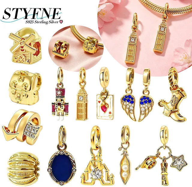 STYFNE Charms-Anhänger 925 Silber, Gold, Perle, Unisex - Bild 1