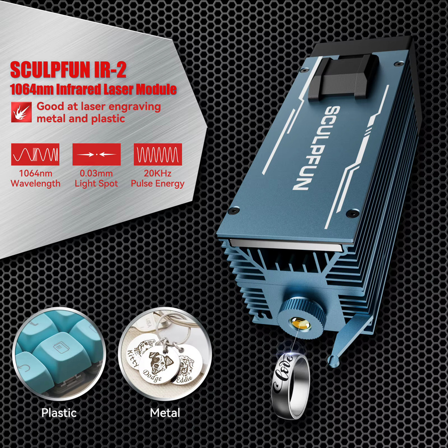 Sculpfun IR-2 Infrarot-Lasermodul 1064 nm 2 W mit 0,03 mm ultrafeinem Laserpunkt für die Metall- und Kunststoffgravur - Bild 3