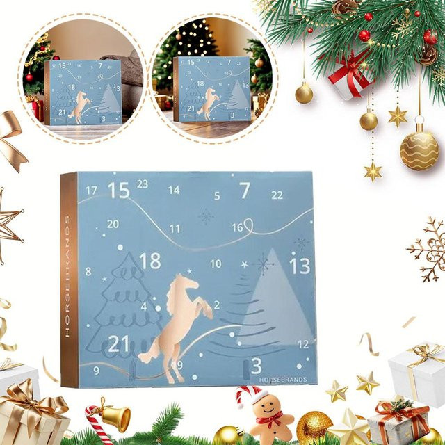 Pferde-Adventskalender 2025 für Pferdebesitzer und Fahrer in Blau mit 24 Tagen Countdown und Überraschungen - Bild 1