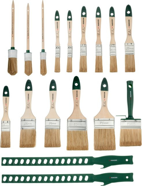 Parkside Pinsel-Set für Lasur, 17-teilig, synthetische Borsten, Mehrfarbig - Bild 1