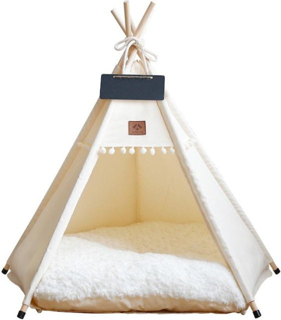 Waschbares Katzen-Tipi-Zelt von shenzhennalan mit dickem Kissen in Beige - Bild 1