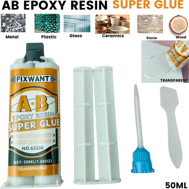FIXWANT Epoxidharz-AB-Kleber Transparent, 50 ml, für Holz, Metall, Keramik und Kunststoff - Bild 1