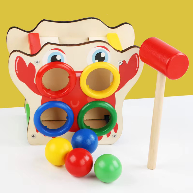 Tlewj Montessori Hämmerungsbank aus Holz in Mehrfarbig für das Training der Feinmotorik und Hand-Auge-Koordination - Bild 3