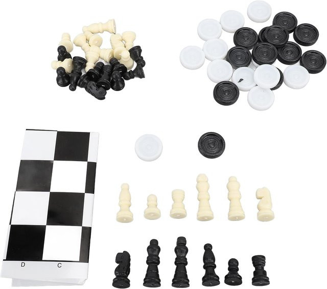 TOMTOP JMS 2-in-1 Internationales Schachspiel, chinesisches Schach- und Dame-Set, weiß - Bild 1