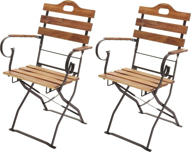2er-Set MCW Biergartenstühle J40 aus Akazie in Braun - Bild 1