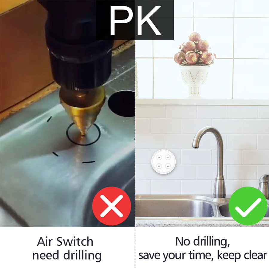 LoraTap Wireless RF868Mhz KR Stecker Steckdose mit Fernbedienung und 30/60s Timer für Müllentsorger und Lebensmittelabfallmühlen in Schwarz oder Weiß - Bild 5