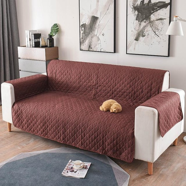 Einfarbiger Sofaüberwurf von Household supplies MH in Braun als Schmutz- und Kratzschutz für Haustiere, B: 55 cm, L: 196 cm - Bild 1