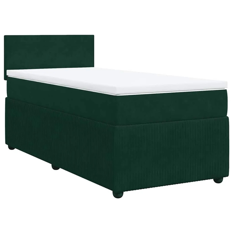 vidaXL Boxspringbett mit Matratze in Dunkelgrün aus Samt mit USB-Ladeport und Unterbettbeleuchtung, Hybrid-Bett mit Taschenfederkern, B/T: 80 x 200 cm - Bild 2