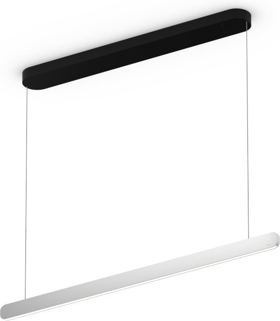 Occhio Mito linear volo 100 up LED-Pendelleuchte in Schwarz matt mit silbernem Kopf, dimmbar mit Occhio air Modul und x-tra warm LED (2200K - 3500K), variabel einstellbare Höhe: 65 - 165 cm - Bild 1