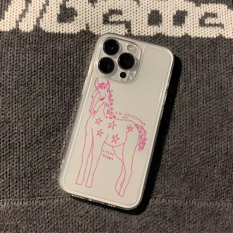 Stoßfeste Handyhülle mit rosa Pony-Muster für iPhone 11 bis iPhone 17 Pro Max Plus, transparent - Bild 2