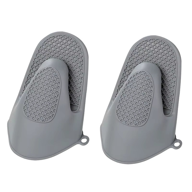 Venlohome Silikon Küchenhandschuhe mit Wabenstruktur und Handclip, 2er-Set, Schwarz und Grau - Bild 4