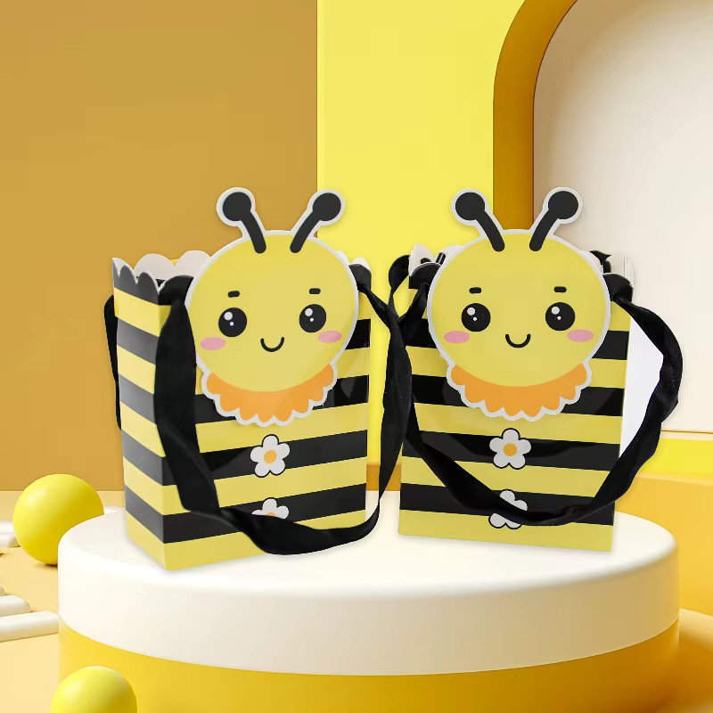 20 Stück Geschenktüten aus Papier mit gelbem Cartoon-Bienen-Motiv für Geburtstage und Hochzeiten - Bild 5