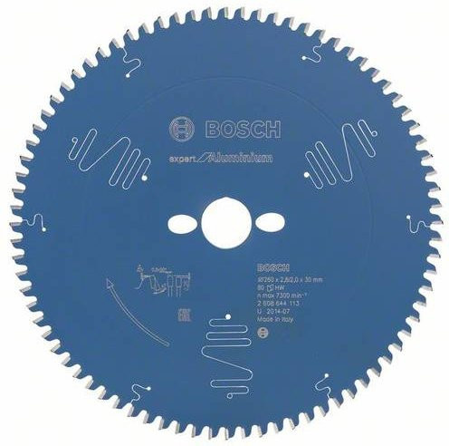 Bosch Expert for Aluminium Kreissägeblatt mit 80 Zähnen, Durchmesser: 260 mm, Bohrung: 30 mm, Breite: 2 mm, blau - Bild 1