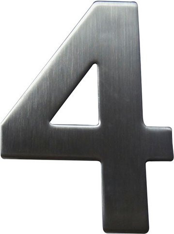 ALPERTEC Hausnummer 4 aus Edelstahl in Silber, B/H/T: 11,7 x 17,0 x 1,8 cm - Bild 1