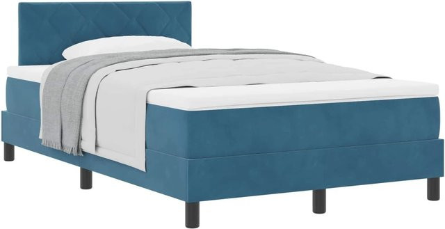 vidaXL Boxspringbett mit Matratze aus Samt in Dunkelblau, B/T: 120 x 200 cm - Bild 1