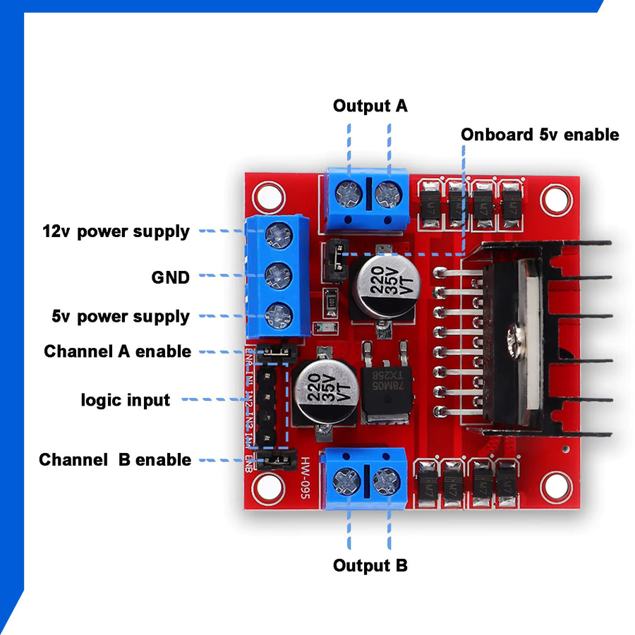 AOKIN L298N Motor Drive Controller Board DC Dual H-Bridge Roboter Schrittmotorsteuerung und Antriebsmodul für Arduino Smart Car in Rot - Bild 2