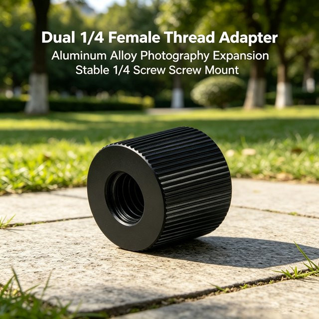 EXSKOF Doppel-Innengewinde-Adapter aus Aluminiumlegierung mit 1/4 Zoll Innengewinde in Schwarz für Kamerastative, Lichtstative und Monitorhalterungen - Bild 1