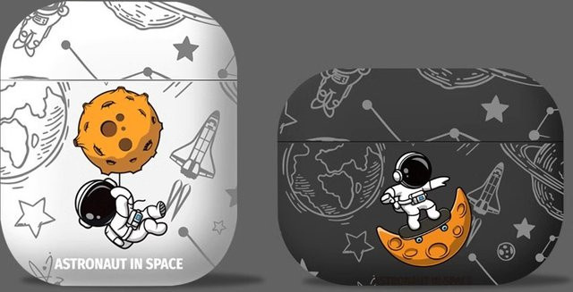 Astronaut Space Moon weiche Kopfhörerhülle für AirPods 4 2024 Pro 3 2 1 in Weiß - Bild 1