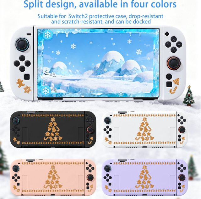 Stoßfeste Softshell-Schutzhülle für Nintendo Switch2 im Weihnachtsthema in Weiß - Bild 1