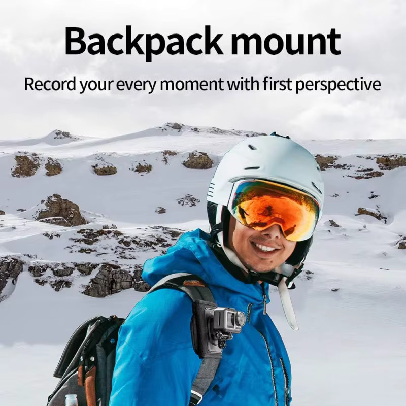 360-Grad-Drehbare Rucksack-Schultergurthalterung für GoPro, DJI und Insta360 in Schwarz - Bild 3