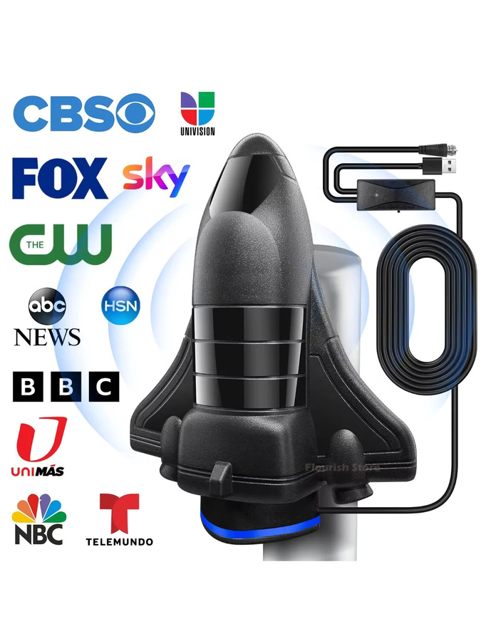 FUYUMY TV-Antenne für Innenräume mit 1200 Meilen Reichweite für Smart TV und ältere Fernseher, unterstützt 4K und 8K HD, VHF/UHF, in Blau oder Schwarz - Bild 7